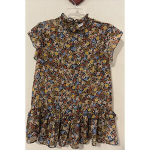 Knit Works Girls XL 18.5 Plus Sleeveless Floral Tunic Style Sheer Blouse! A1446